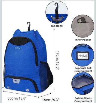 Mochila deportiva azul y blanca