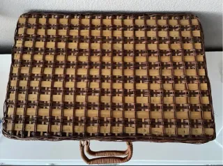 Baúl de picnic de mimbre y cuero