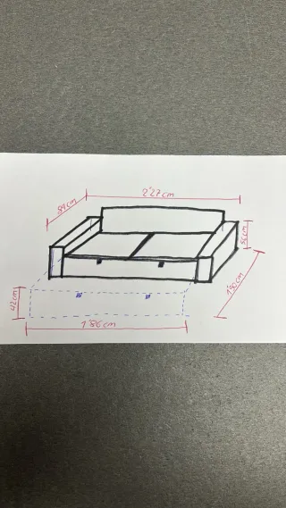 Sofá Cama Azul, desmontable, super cómodo y amplio