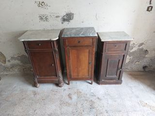 Comodini vintage anni '50 in legno e marmo