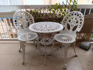 Conjunto mesa y 2 sillas exterior blanco