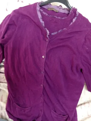 Conjunto jersey y chaqueta punto morado L