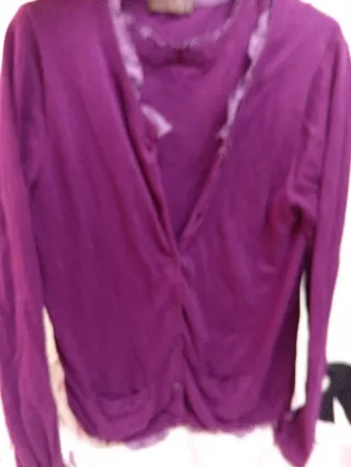 Conjunto jersey y chaqueta punto morado L