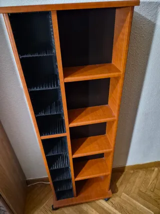 Estantería CD Madera Marrón con Ruedas