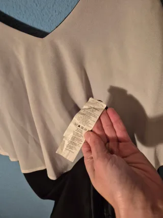 Vestido Bicolor Fiesta Talla 40 Blanco Negro