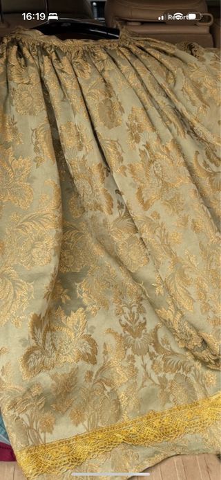 Falda Fallera Brocada Oro y Verde