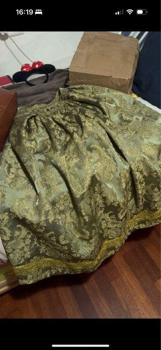 Falda Fallera Brocada Oro y Verde