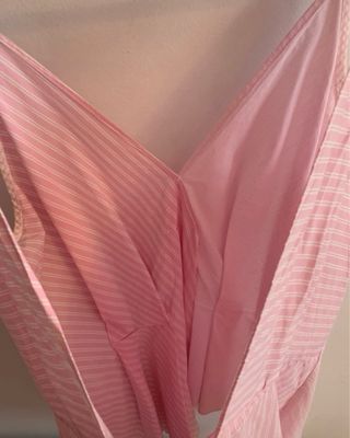 Blusa Mango rosa y blanca