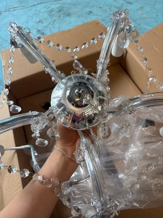 Lampada a Sospensione Arancione in Cristallo e Metallo