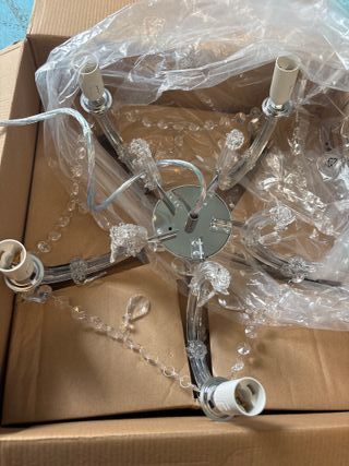 Lampada a Sospensione Arancione in Cristallo e Metallo