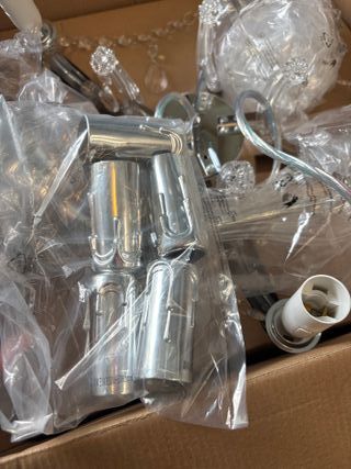 Lampada a Sospensione Arancione in Cristallo e Metallo