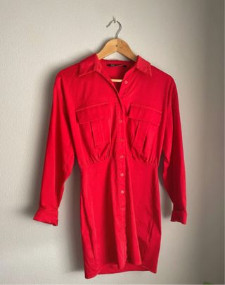 Vestido camisero rojo Zara