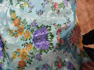 Falda de fallera celeste con delantal