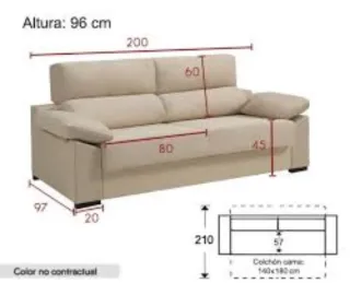 Sofá Cama Italiano HOME MAREOL Grafito SIN USO