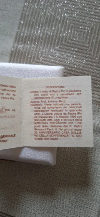 Medaglia commemorativa  San Pio da Pietrelcina