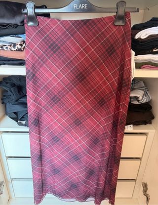 Gonna lunga a quadri rossa