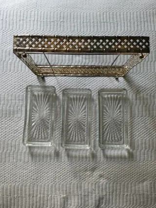 Antipastiera 3 ciotole vetro con vassoio