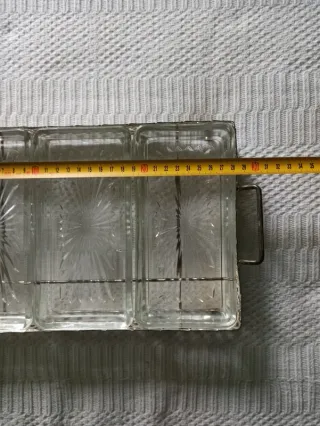 Antipastiera 3 ciotole vetro con vassoio