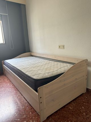 Cama nido madera + 2 colchones 90cm