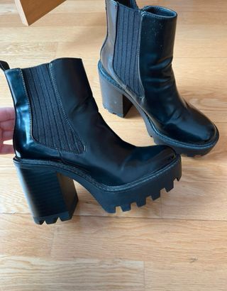 Botines Zara Tacón Plataforma Negro