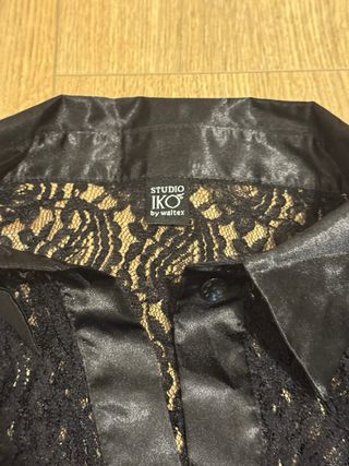 Camicia Studio IKO pizzo nero dettagli raso