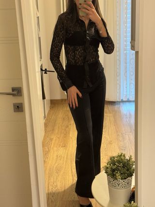 Camicia Studio IKO pizzo nero dettagli raso