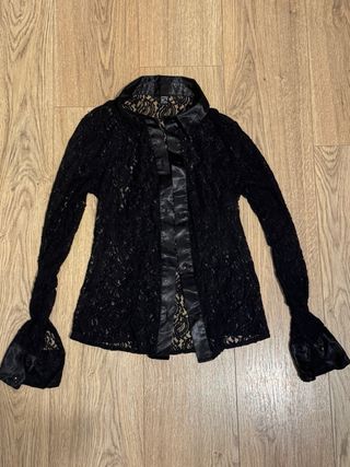 Camicia Studio IKO pizzo nero dettagli raso