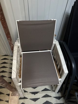 Silla aluminio blanco textileno marrón