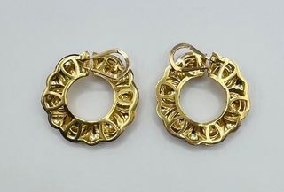 Pendientes Aros Oro 18K. Peso: 21,5 g