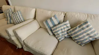 Juego de 2 sofás de plumas blancos