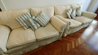 Juego de 2 sofás de plumas blancos