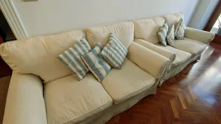 Juego de 2 sofás de plumas blancos