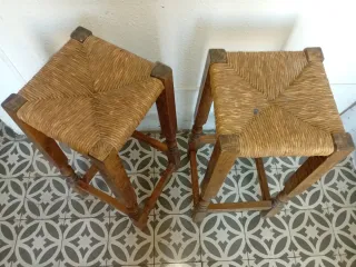 Taburetes Altos Madera y Mimbre (2uds)