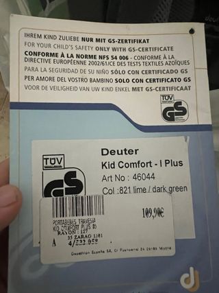 Mochila porta bebés TUV Kid Comfort