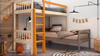 LITERA EN L MACIZA MADERA NATURAL FUTURE.