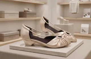 Zapatos de tacón bajo color champán