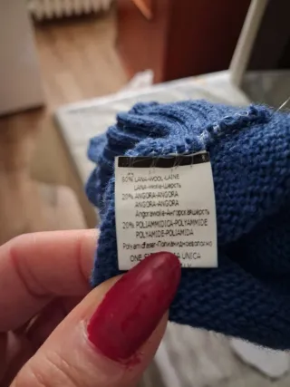Guanti donna nuovi blu in lana e angora