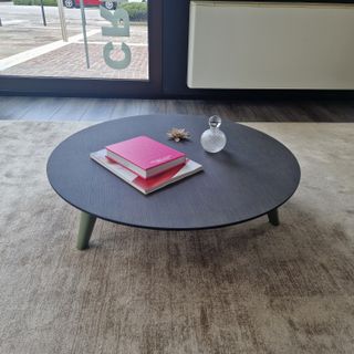 Tavolino rotondo legno rovere tinto