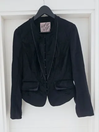 Blazer Steps pana negro Talla M brillo americano