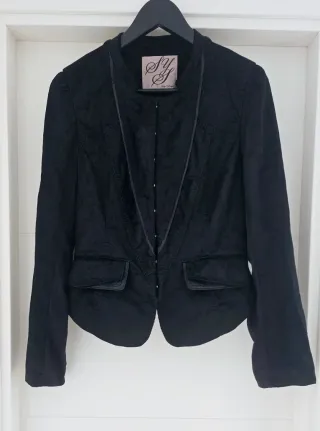 Blazer Steps pana negro Talla M brillo americano