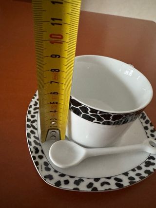 Set 6 Tazze grandi Porcellana Piattino e Cucchiaio