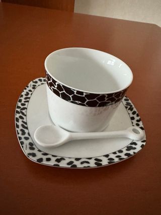 Set 6 Tazze grandi Porcellana Piattino e Cucchiaio