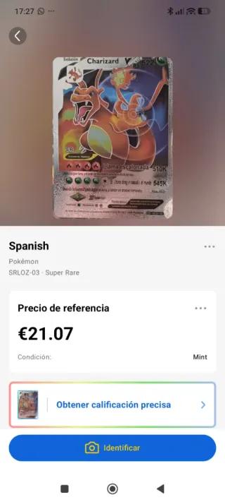 Cada carta tiene su precio Carta Pokémon Charizard
