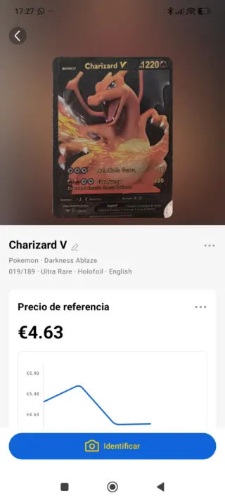 Cada carta tiene su precio Carta Pokémon Charizard