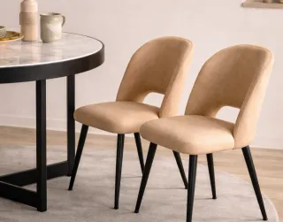 Set 2 sedie moderne velluto senape