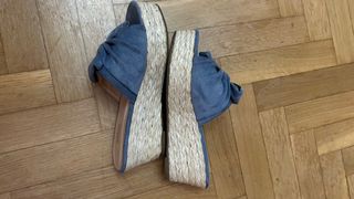 Sandalias cuña azul mujer talla 38