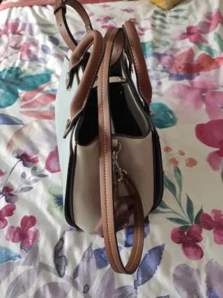 Bolso de mano mujer gris y marrón