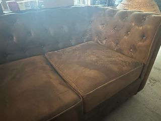 2 Sofás Chester Marrón Piel 3 Plazas
