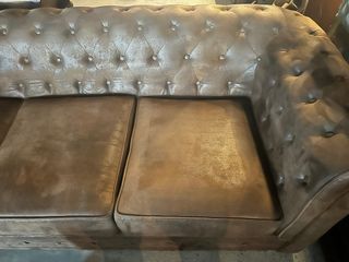 2 Sofás Chester Marrón Piel 3 Plazas