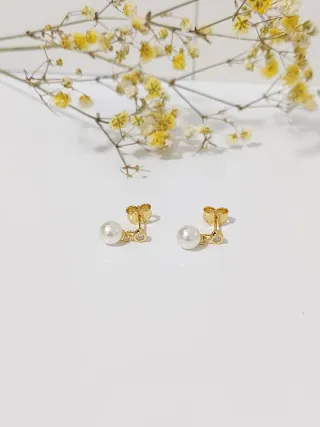 Pendientes Pandora Perla y Circonita Dorados